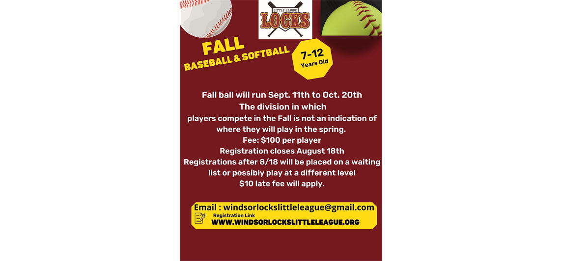 2023 Fall Softball and Baseball 